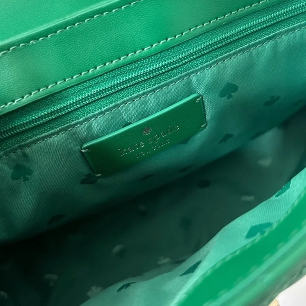 Kate Spade Carey Smooth Leather Quilted Small Flap Shoulder Bag, Green